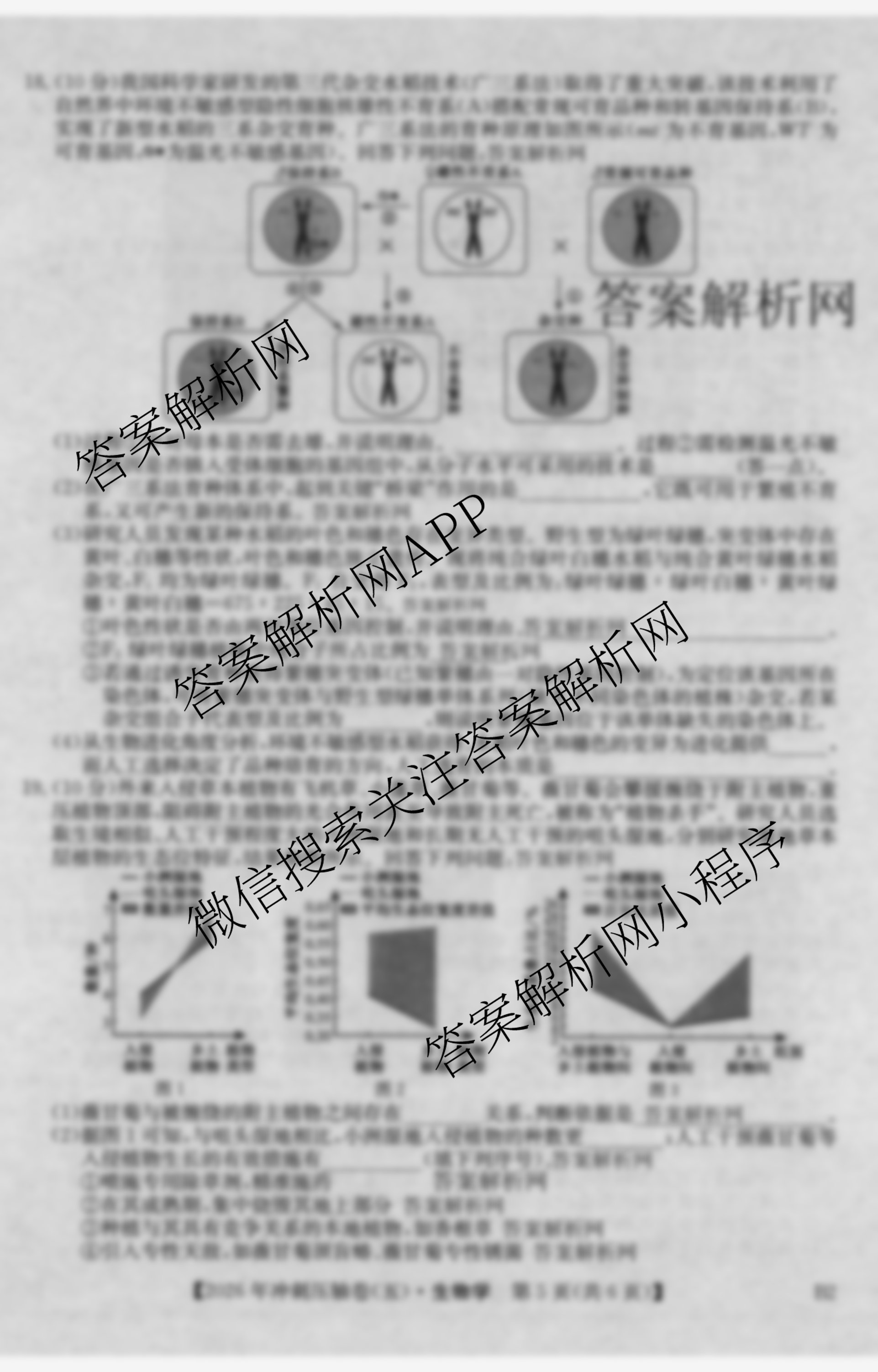 2026年全国高考冲刺压轴卷(五)5各科答案及试卷（含生物(B1) 地理(B3) 历史(河北)等）生物试题