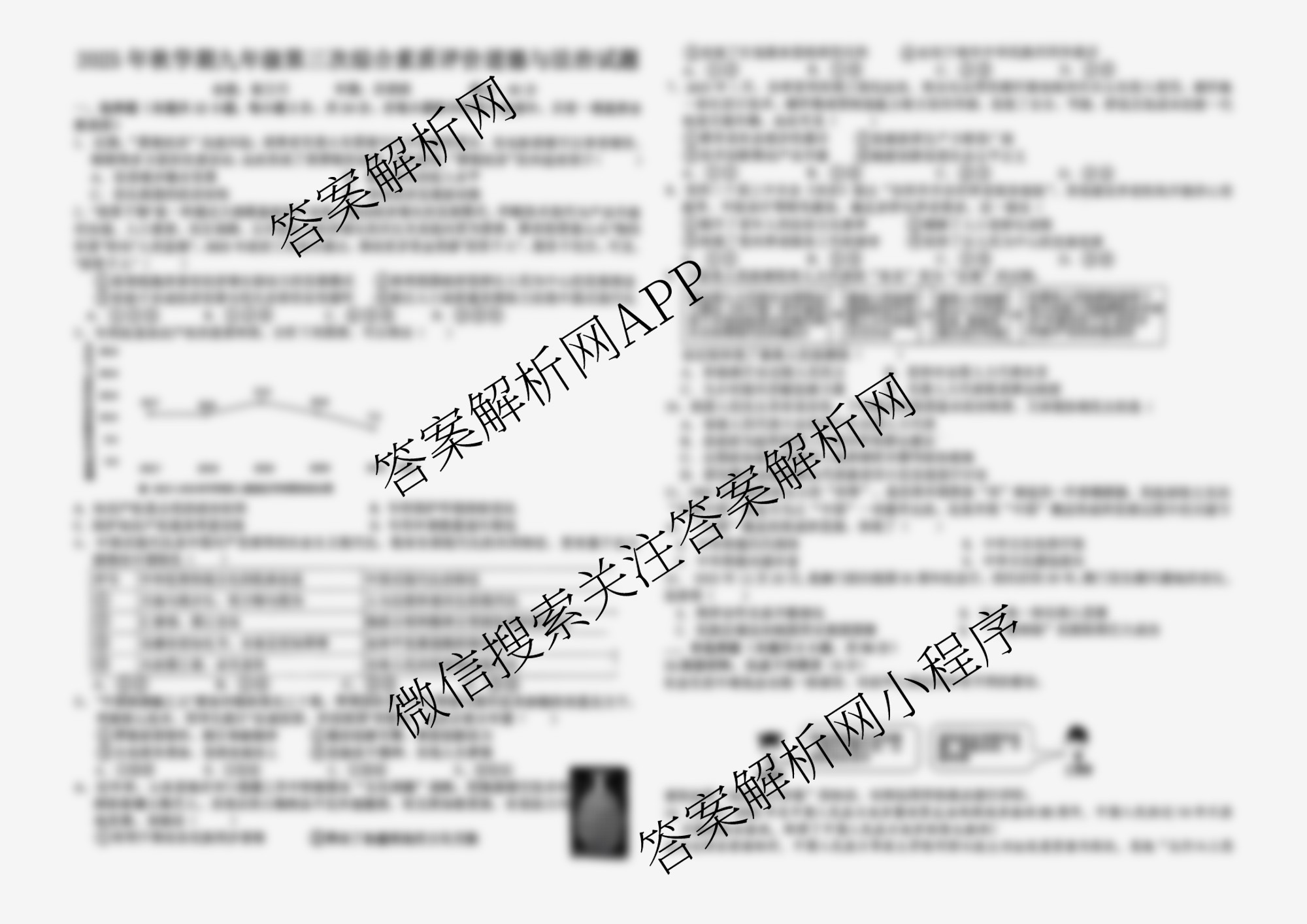 安徽省六安市九中2025年秋学期九年级第三次综合素质评价(12月)各科答案及试卷（含物理 语文 历史等7份）道德与法治试题
