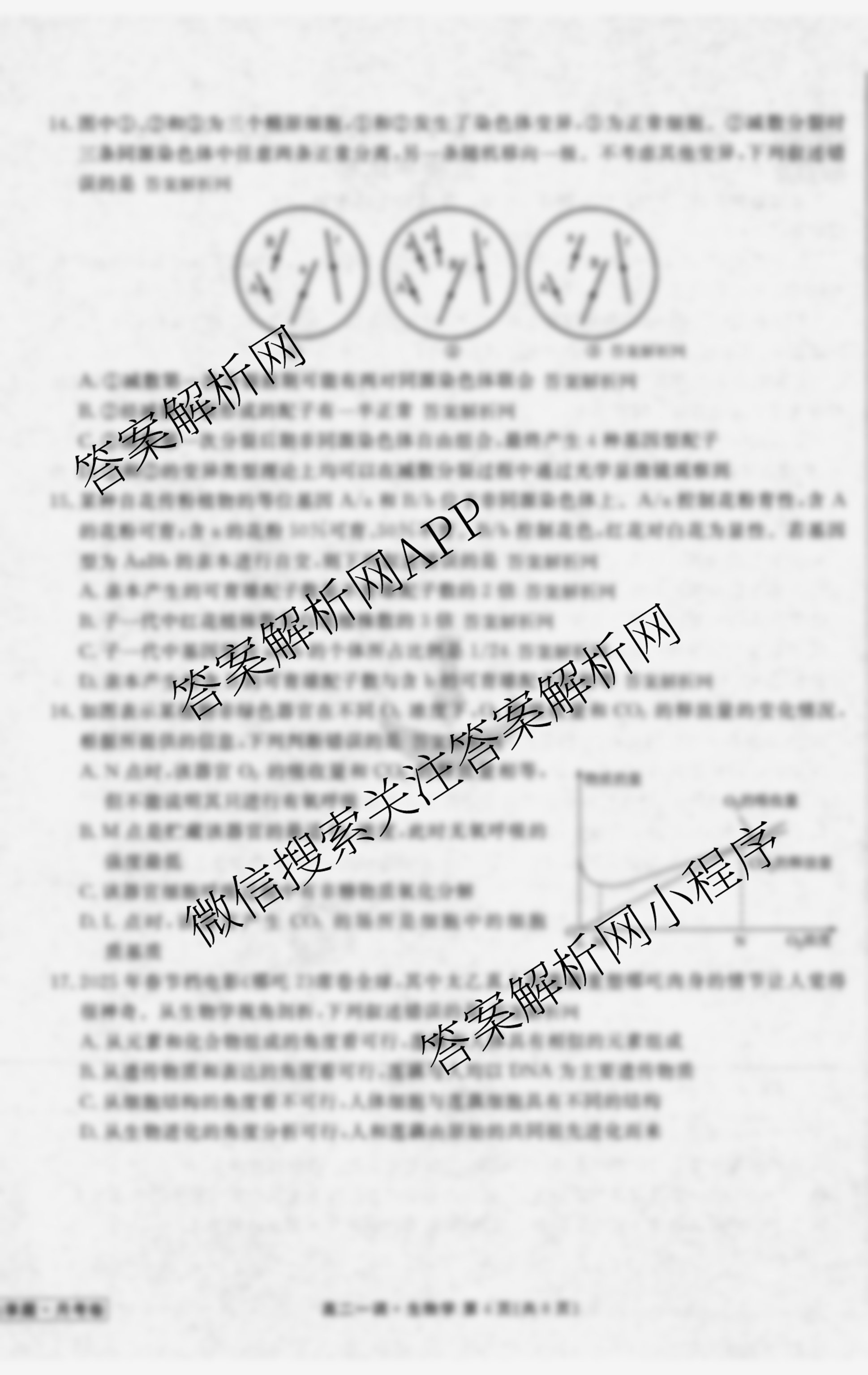 衡水金卷先享题月考卷2025-2026学年度上学期高二年级一调考试试卷及答案汇总（含物理、生物、数学(人教版)等）生物试题
