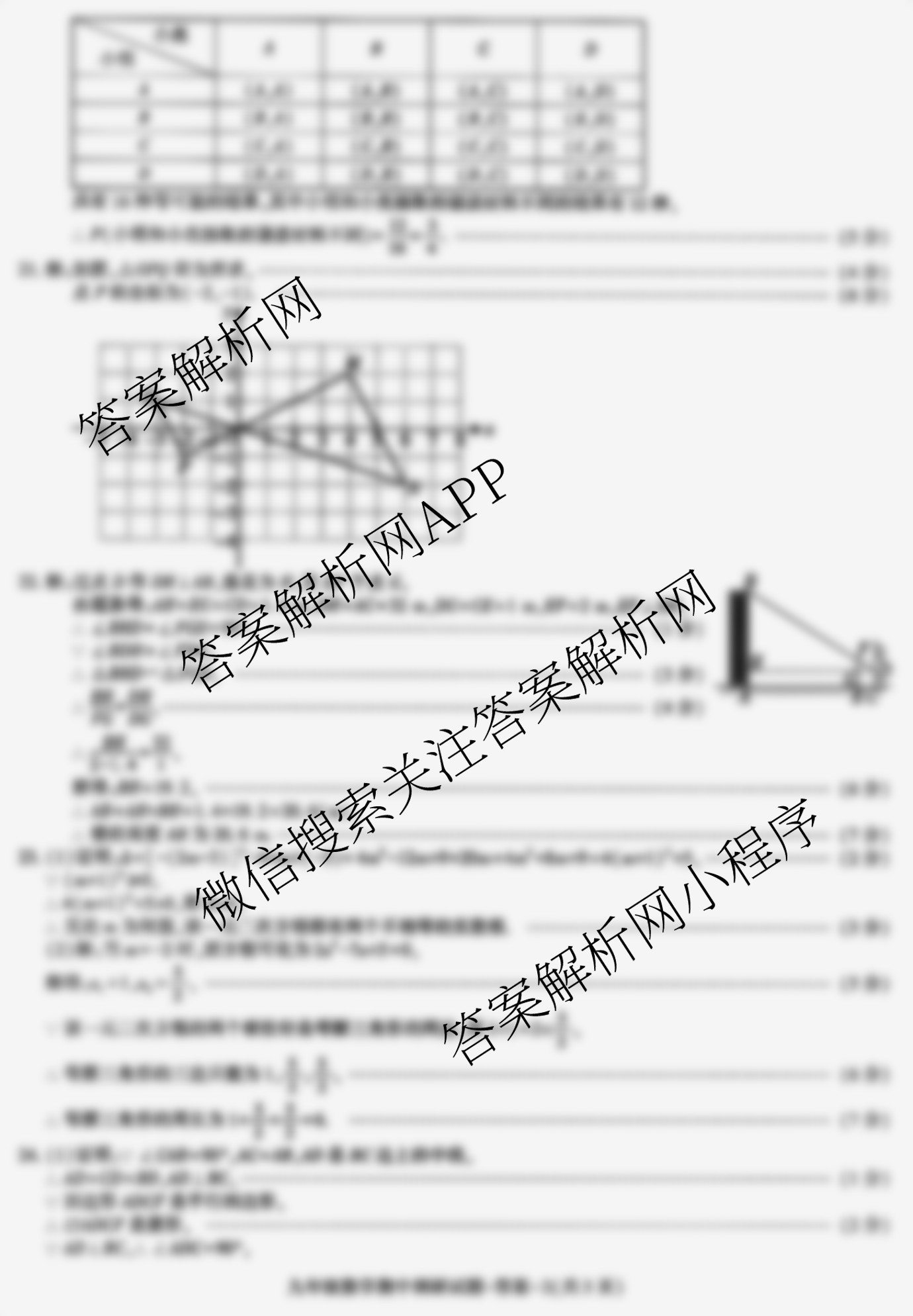 (Y)陕西省2025-2026学年度第一学期期中调研试题(卷)九年级（含道德与法治、数学、历史等）数学答案