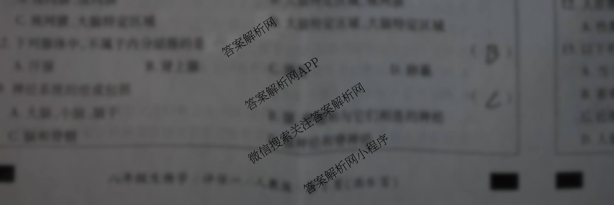 河北省2025-2026学年第一学期学情质量评估一八年级各科答案及试卷（含历史(部编版)、英语(人教版)、生物(人教版)等9份）生物试题