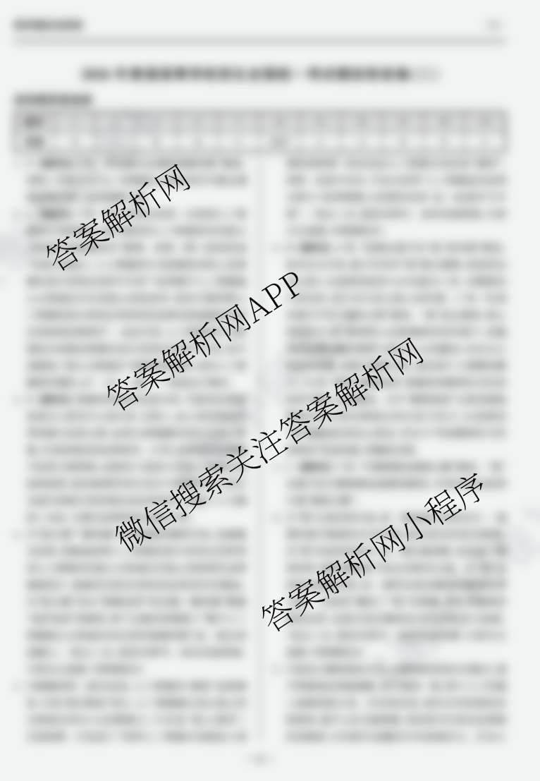 天舟高考衡中同卷2026年普通高等学校招生全国统一考试模拟信息卷(二)2试卷及答案汇总: 含政治(WY)、数学(B)、数学(无字母)试卷解析语文答案