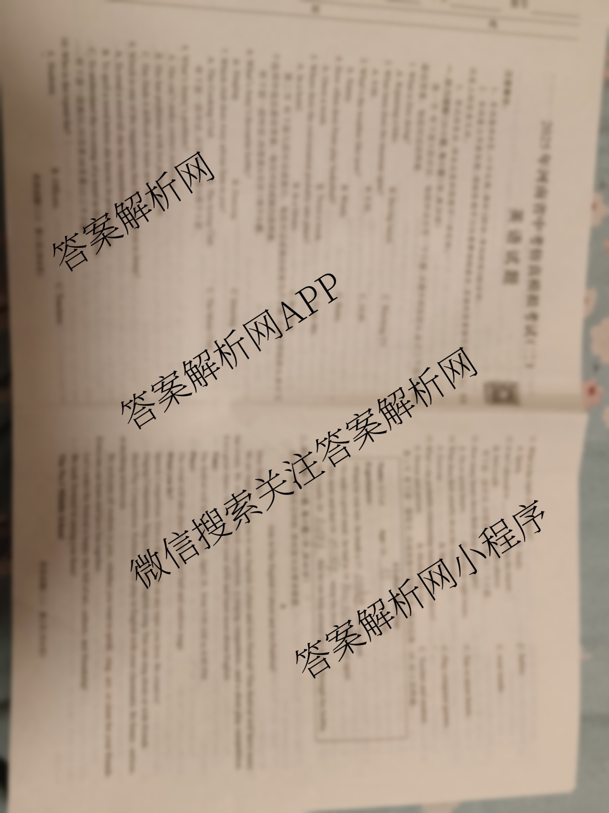 2025年河南省中考仿真模拟考试(二)5.28各科答案及试卷（7科全）英语试题