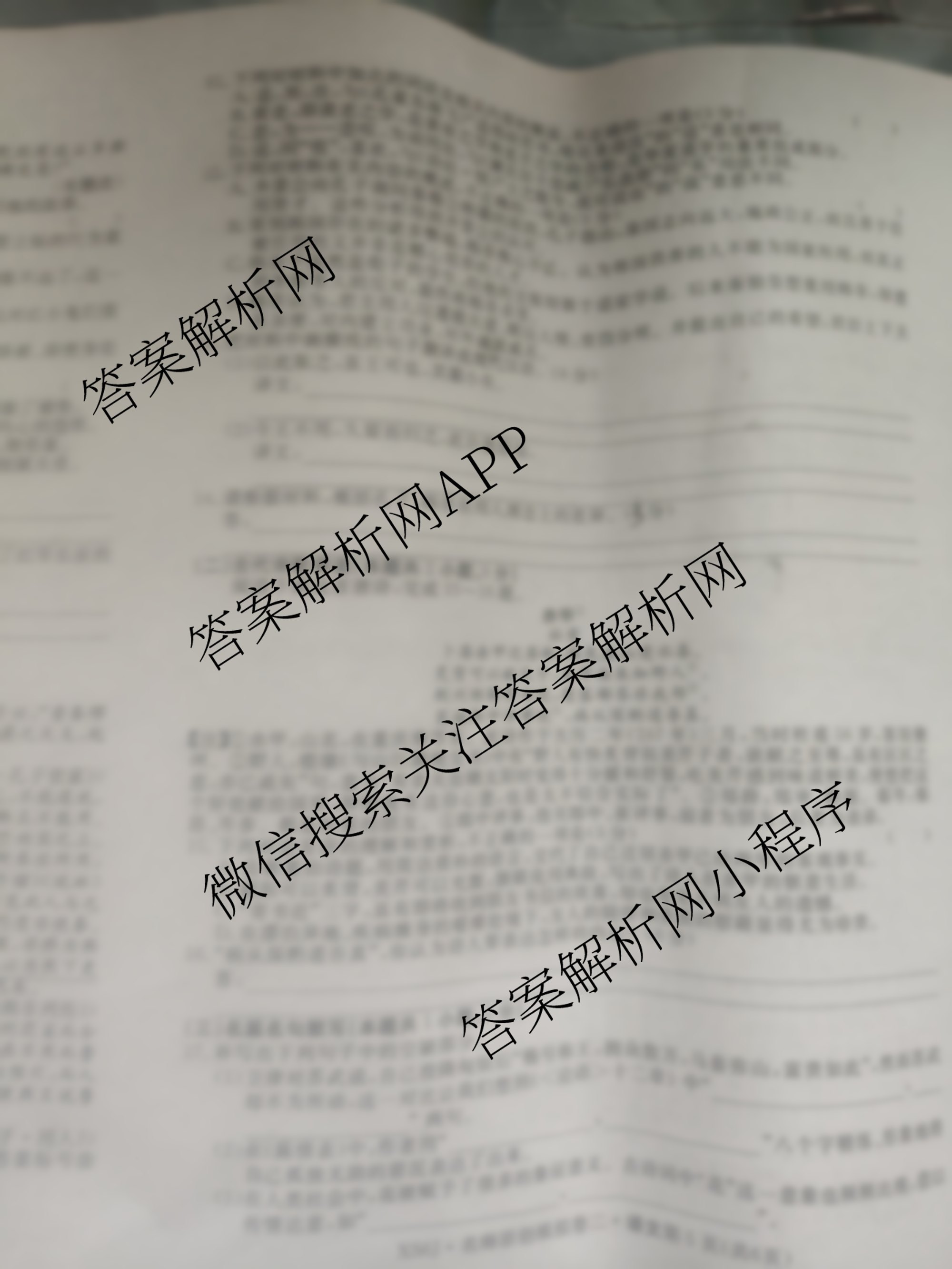 2026届高三总复习名师原创模拟(二)2各科答案及试卷（含政治(XS6) 生物(GDX6) 物理(CQX6)等39份）语文试题