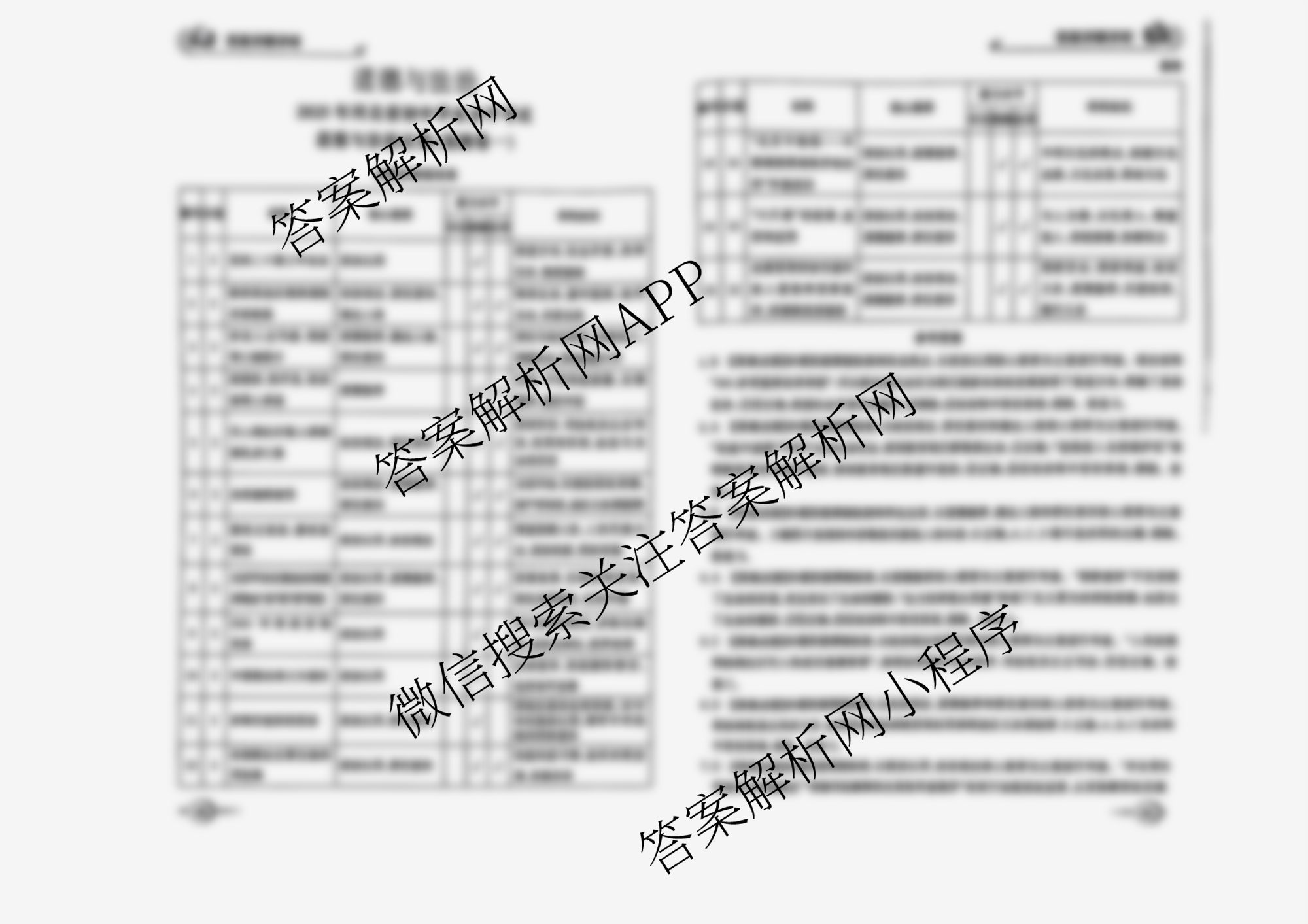 2025年河北省初中学业水考试(预测卷一)各科答案及试卷（含历史 语文 道德与法治等）道德与法治答案