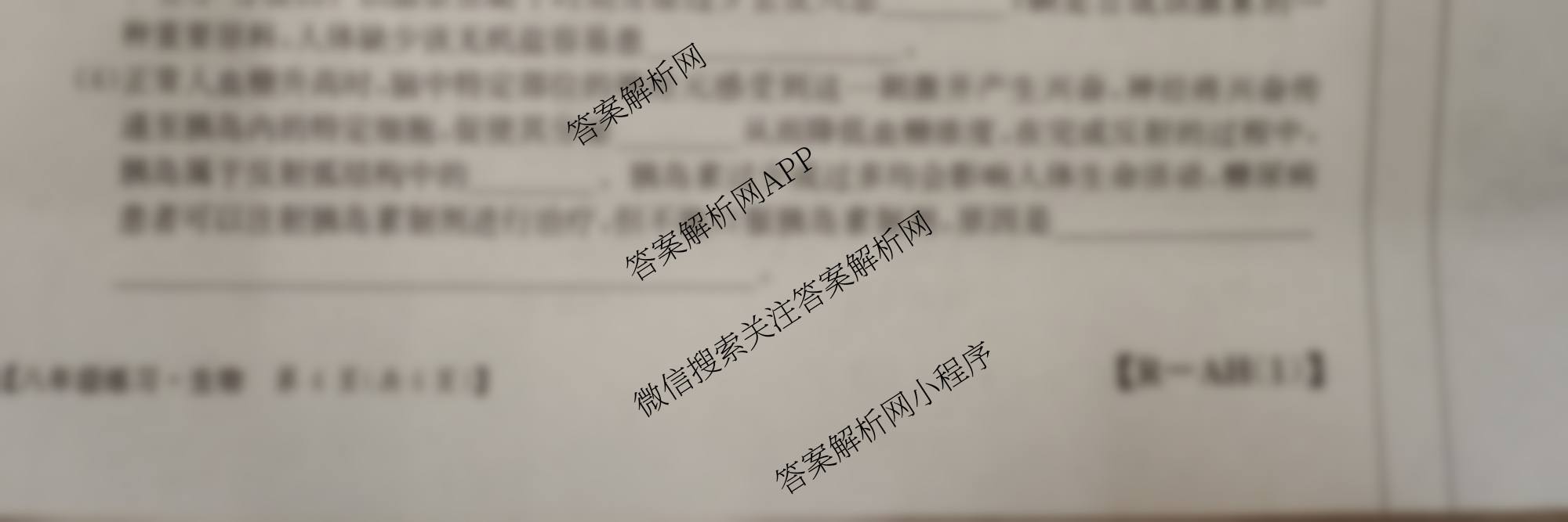 安徽省2025-2026八年级阶段[AH(1)]试卷及答案汇总（19科全）生物试题